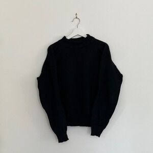 Vintage 1988 US Military 100% Wool Mock Neck Sweater Navy Blue Large 44-46